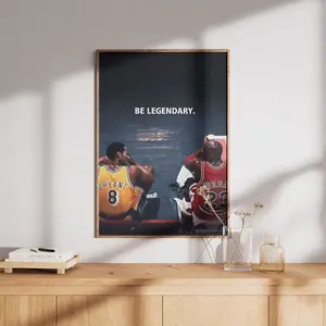 [NO FRAME] Legendary Basketball Icons Wall Art, Motivational Sports Quote Poster, Inspirational Athlete Wall Decor