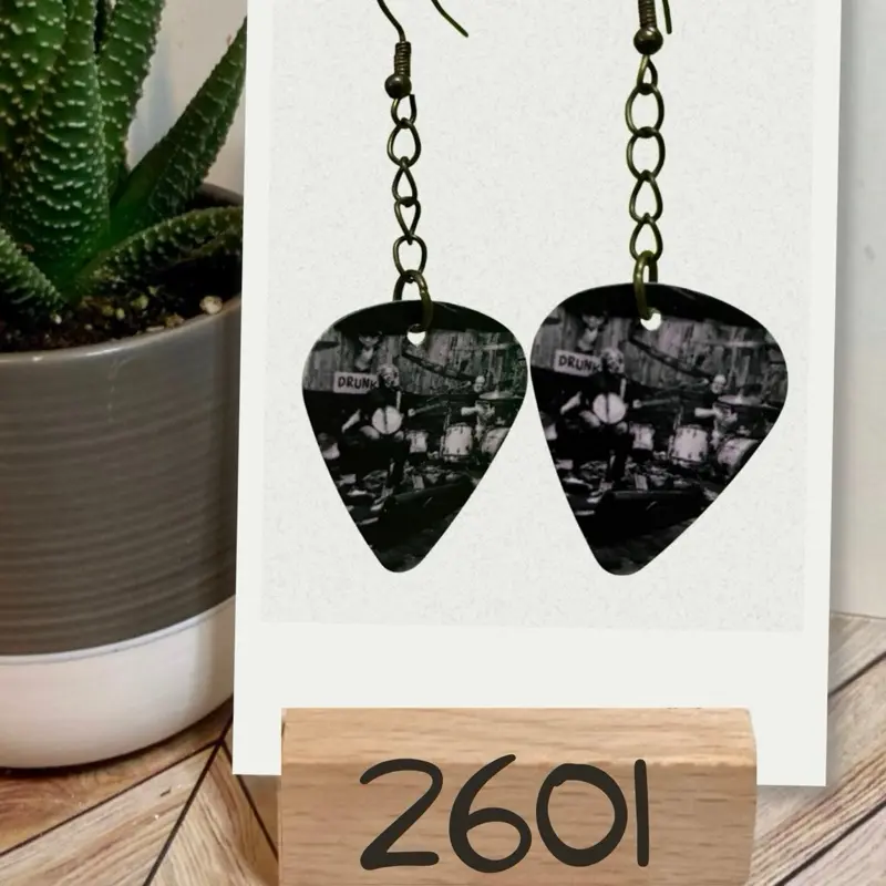 Guitar Pick Earrings, Hillstomp at Drunky’s Tavern Design - Style Numbers 2601, 2602, 2603