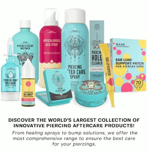 Base Laboratories Piercing Aftercare Kit - 4oz Sea Salt Spray & 0.5oz Bump Oil - Soothing & Shrink Keloids - All-Natural Piercing Care Solution