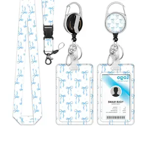 Butterfly Pattern ID Badge Holder Set, 1 Set ID Card Holder with Lanyard & Badge Reel, Identification Badges Supplies for Office Workers Teachers Doctors, Nurse Badge Reel