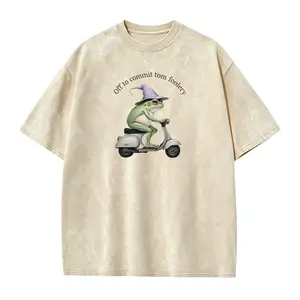 Off to Commit Tom Foolery Frog T-shirt, Funny Weirdcore Sayings Unique Tshirt Tee Adults Men Women Meme Graphic Sarcastic