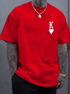 Men's Fashion Valentine's Day Monogram T-Shirt, Sports Top, Athletic Tops (Athletic Letter Print) Summer cotton top is skin-friendly and comfortable, suitable for sports outings and home wear, as well as for couples