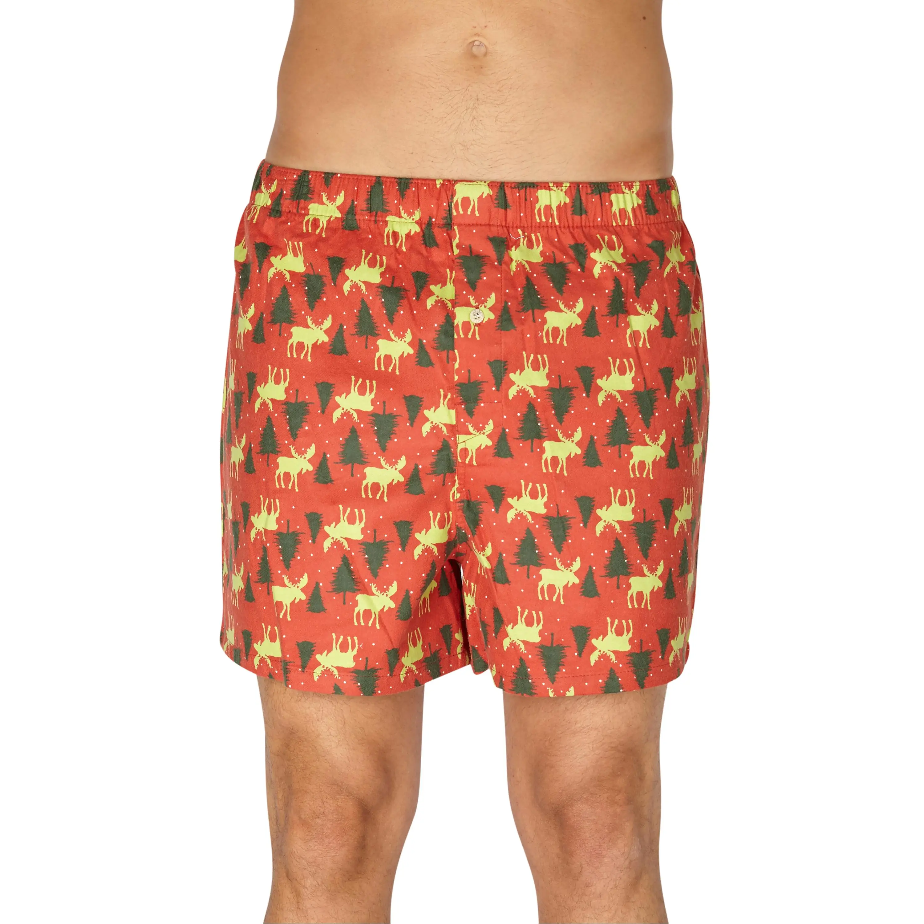Intimo Men's Holiday Moose and Trees Boxer Shorts Underwear Loungewear, Flannel, Cotton