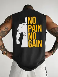 Men's Letter Print Sleeveless Round Neck Vest, Casual Comfortable Fit, Summer Outdoor Fitness Wear, Floral Pattern, Versatile Top