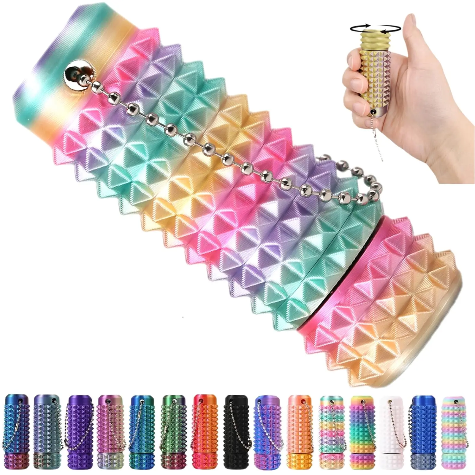 Spiky Grip Stim Pain Fidget Toy, Pocket-Sized Discreet Spinners Stim Keychain 3D Printed with Hard Spiky Massage for Anxiety Focus & Skin Picking and Stress Reduction