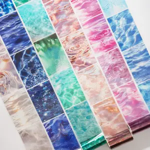 Water Ripple Pattern Washi Tape, 1 Roll/bag Colorful Self Adhesive Decorative Tape, DIY Decorative Tape for Scrapbooking, Journaling, Gift Wrapping, Crafts