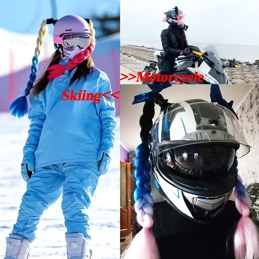 2pcs/pair New Motorcycle Helmet Braids Woman Braids Wig For Motorbike Helmets 164 colors Twist Dual Pigtail Ponytail With Sucker 2pcs/pair New Motorcycle Helmet Braids Woman Braids Wig For Motorbike Helmets 164 colors Twist Dual Pigtail Ponytail With Sucker