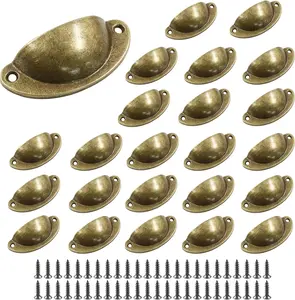 24Pcs Antique Cup Drawer Pulls, Brass Bronze Bin Cup Pulls Knobs, Cabinet Pull Handles for Dresser, Cupboard, Closet, Kitchen, Furniture (3.2 Inch Length, 2.6 Inch Hole Spacing) suiwotin