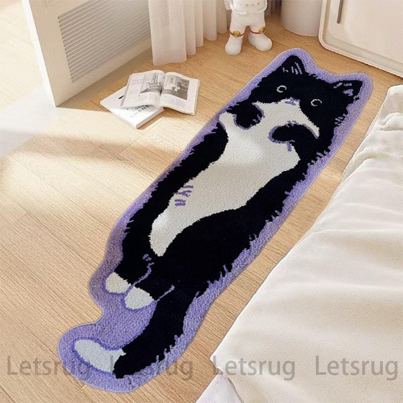 Let's Rug Cute Cat Tufted Rug 20"x60" Non-Slip Soft Polyester Animal Pattern Bedrooms & Living Rooms Fun Cat Design Runner Carpets Indoor Decor