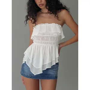 Ginnilee Strapless Frill Top White
