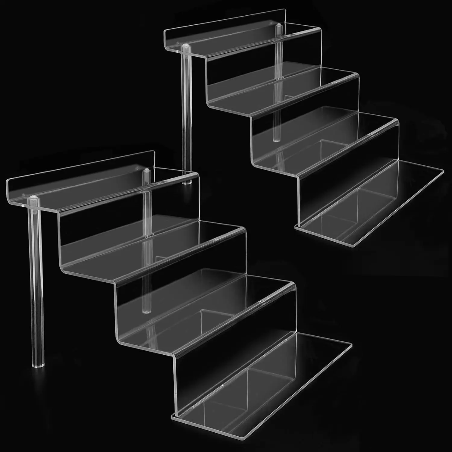 4 Tier 9" Acrylic Riser Display Shelf - 2 Sets Clear Organizer for Perfume, FUNKO POP, Decoration and Collection Stand