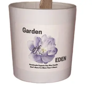 Garden of Eden Organic Soy Wax Candle Handmade with Lavender Flower Design Don't Burn For More Than 4 Hours