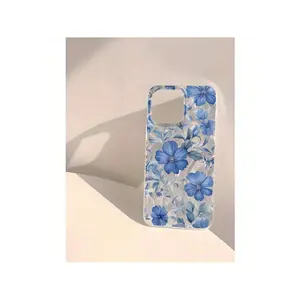Blue Floral New Acrylic Feather Yarn Phone Case, Suitable For Apple  16 15 14 13 12 11 XS XR X 8 7 Plus Pro Max Series Cases, Easter Gift, Birthday, Girlfriend, Boyfriend, Friends Or Yourself