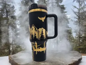 Laser Engraved 40oz Tumbler Fisherman Husband Grandpa Gift for Dad Unique Gift Father's Day Gift Personalized Drinkware Flasks