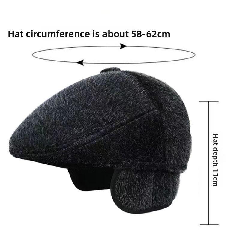 Men's Winter Hat British Style Dad Old Man Duckbill Cap Retro Elderly Warm Ear Protection Forward Cap