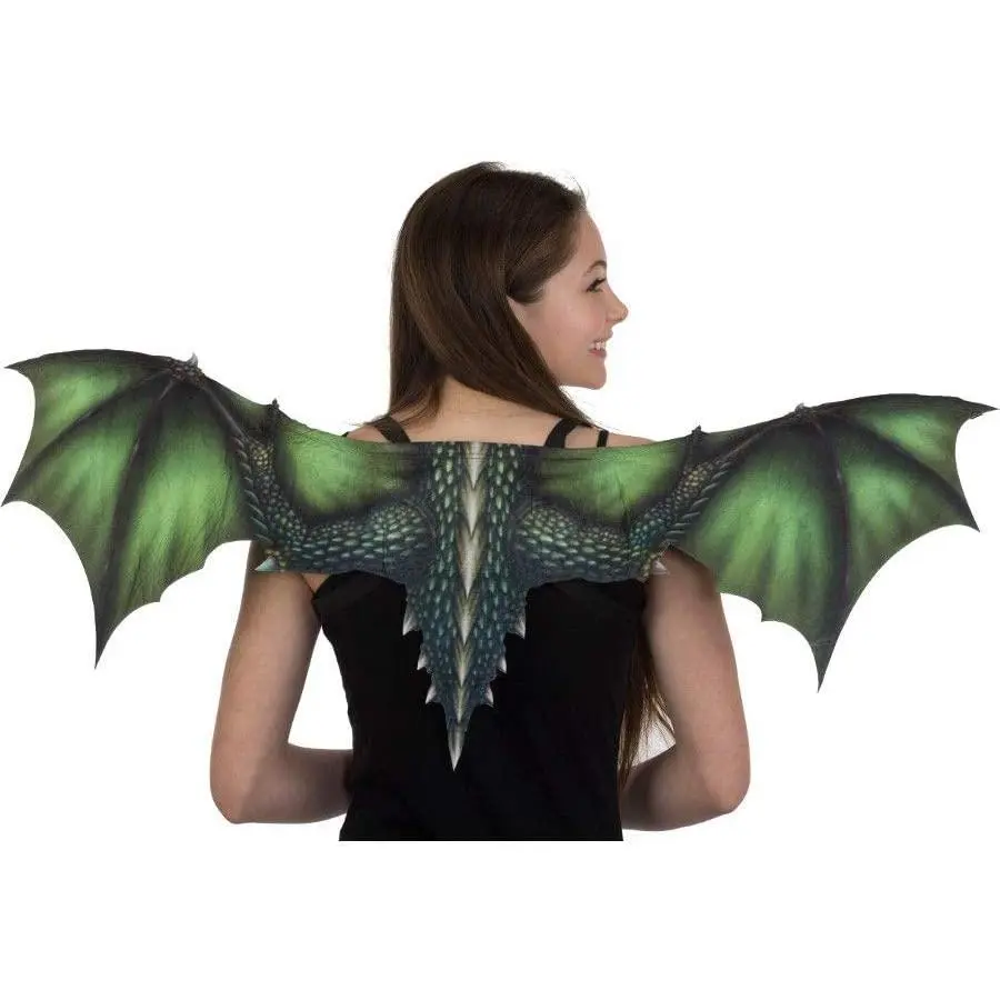 Dragon Wings - Green/Black - Sublimated Print - Costume Accessory - One Size