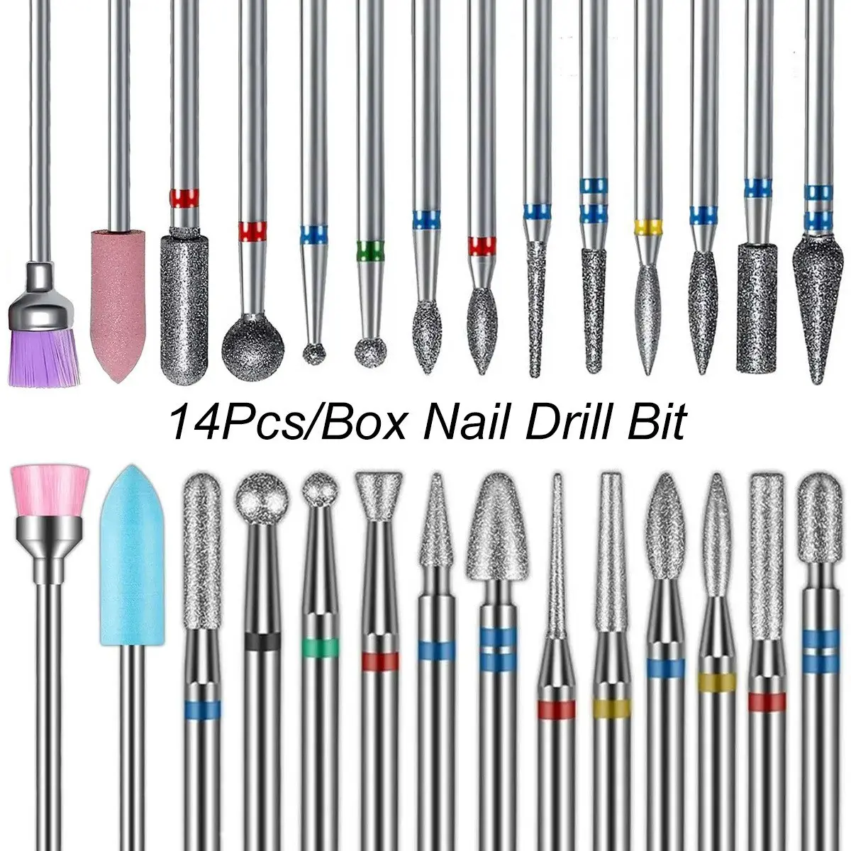 Electric Nail File Set 14-Piece, High Precision Ceramic Drill Bits, Gel Polish Repair Tools, Durable Manicure Accessories, Manicure Brush, Professional Salon Kit, Nail Care Set
