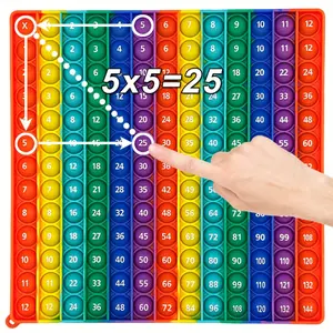 12x12 Multiplication Practice Math Games Learning Toys, Push Bubble Times Table Training Board, Educational Manipulatives Stationery for Youngsters Birthday Christmas Gifts Decompression Toys