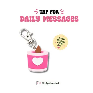 Handmade NFC Heart Candle Bag Charm - Tap Phone for Daily Affirmations, Cute Glam Keychain Gift