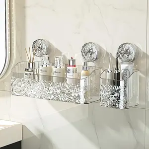 Light Luxury Style Glacier Pattern Suction Cup Shelf,Shower Dispenser Soap Organizer,Corner Shower Caddy,Suction Cup Shower Shelves