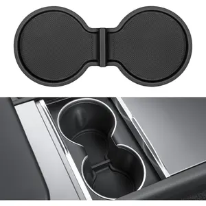 for Tesla Model Y 2025-2026 Juniper Cup Holder Inserts Center Console Liner Coasters Mat Pad Compatible with 2017-2025 Model 3 & 2020-2025 Model Y Accessories
