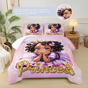 3 Piece Princess Quilt Set, Cute Princess Bedding Set (1 Quilt + 2 Pillowcases), All-Season Soft Breathable Printed Bedding
