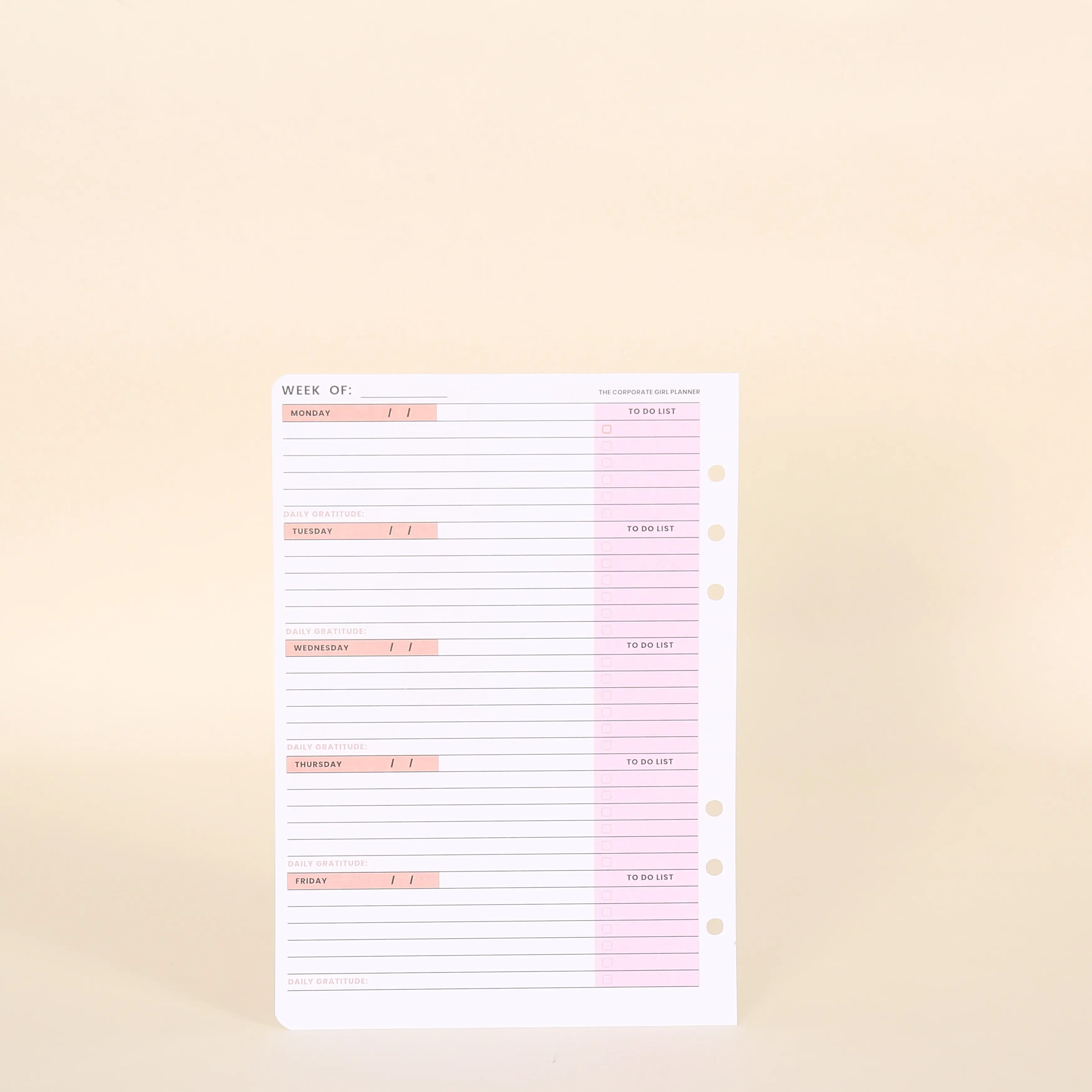 The Corporate Girl A5 Weekly Planner Inserts