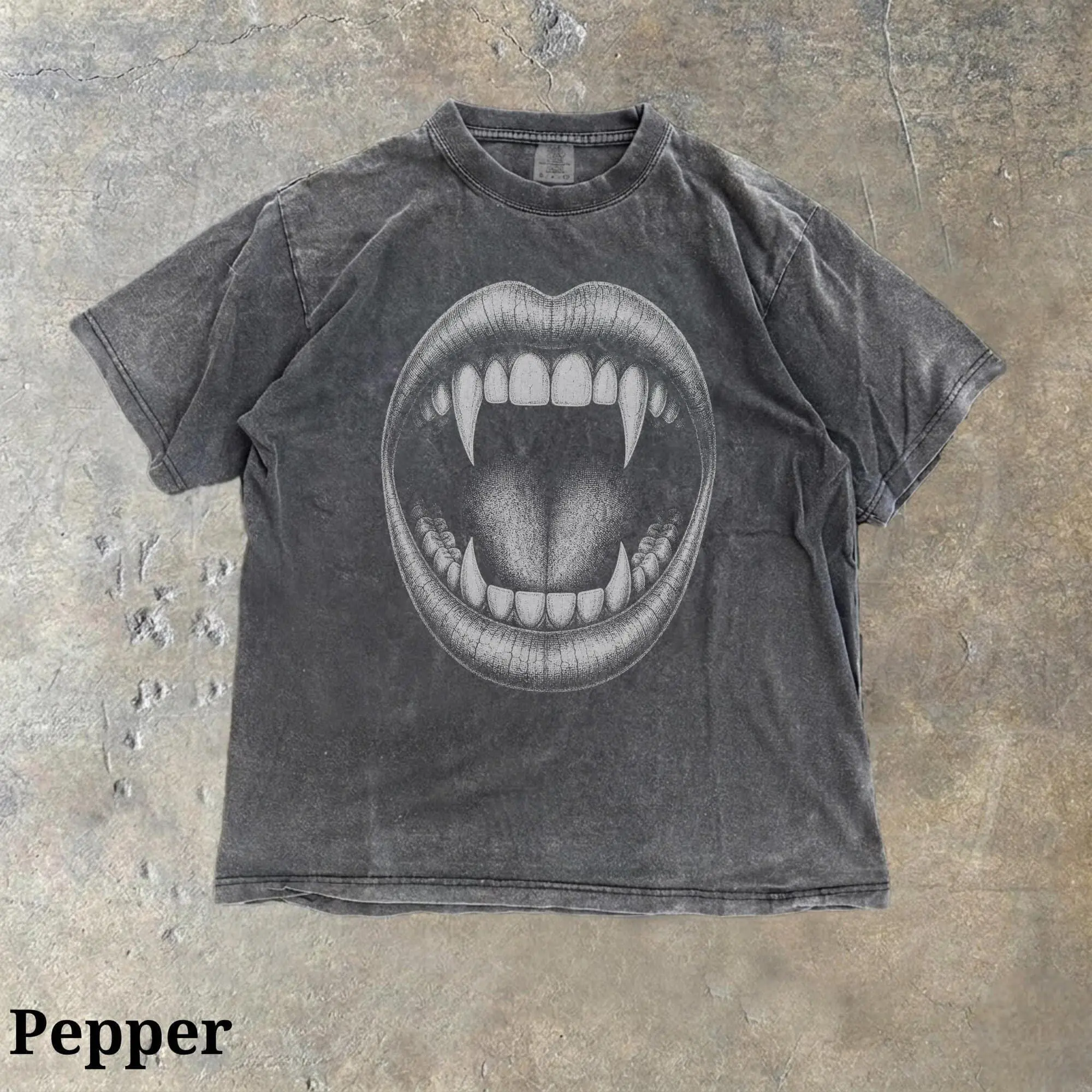 Vampire Fangs Comfort Colors Shirt, Gothic Horror Tee, Vintage Halloween Graphic, Dracula Mouth, Grunge Punk Aesthetic
