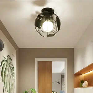 Circular Earth Design Iron Ceiling Light, Mini Pendant Lamp, E27 Base, Suitable for Hallway, Kitchen, Entryway, Dining Room, Corridor