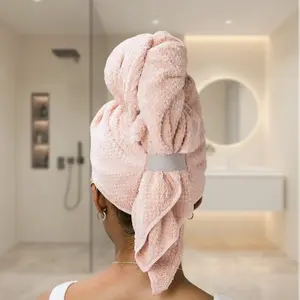 Hair Drying Towel, Anti Frizz Hair Drying Towels with Elastic Strap, Solid Color Microfiber Soft Absorbent Hair Wrap Towel with Elastic Strap, Fast Drying Hair Turbans for Wet Hair, Dorm Essentials, Girls Gifts,   2025 Dealsforyoudays