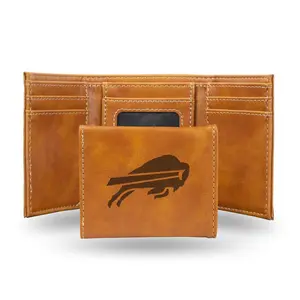 Rico  NFL Buffalo Bills Laser Engraved Brown Trifold Wallet