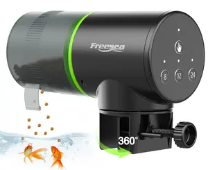 FREESEA Automatic Fish Feeder for Aquarium: Auto Fish Food Dispenser with Timer for Small Tank Betta Turtle - Battery Vacation Self Feeding for Flakes fish tank accessory Acrylic Multifunctional