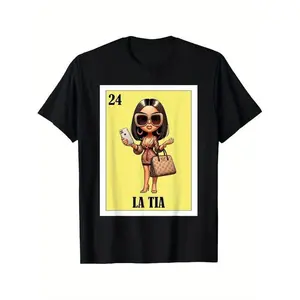 “La Tia” Loteria CVC Cotton T-Shirt-Funny Mexican Designs For Familyfunny Mexican Design For Aunt Fresa Version La Tia Tshirt