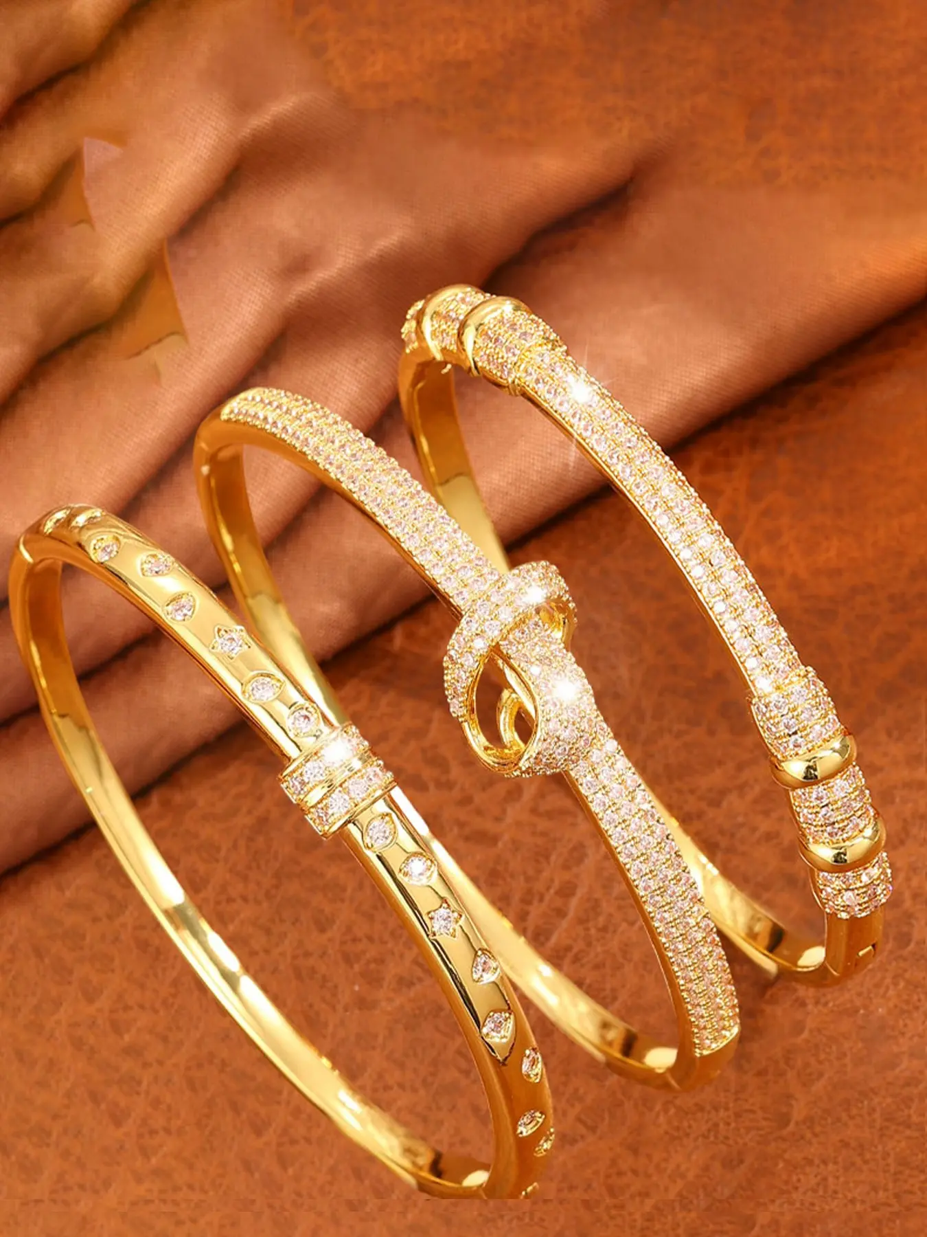 3-piece fashionable copper bracelet set, this fashionable women's jewelry set is not only suitable for daily wear, but also an excellent gift for friends Elegant Jewelry Bracelet, Exquisite Bracelet