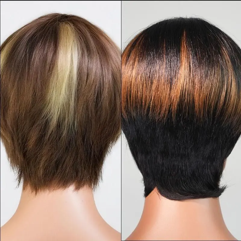 8-Inch Human Hair Pixie Cut Wig with Bangs, Full Machine-Made Fashion Accessory Hair Extension