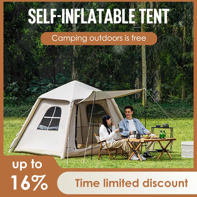Automatic Inflatable Tent for Outdoor Camping, outdoor camping tent Accommodates 3-4 People, Foldable and Portable, Ideal for Overnight Camping, Sunproof and Waterproof.