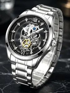 Men's Stainless Steel Watch, Analog Quartz Watches, Silver Color Case & Band, Analog Quartz Movement, Casual Style, All Seasons Wear, Perfect Gift Choice, Quartz Wristwatch