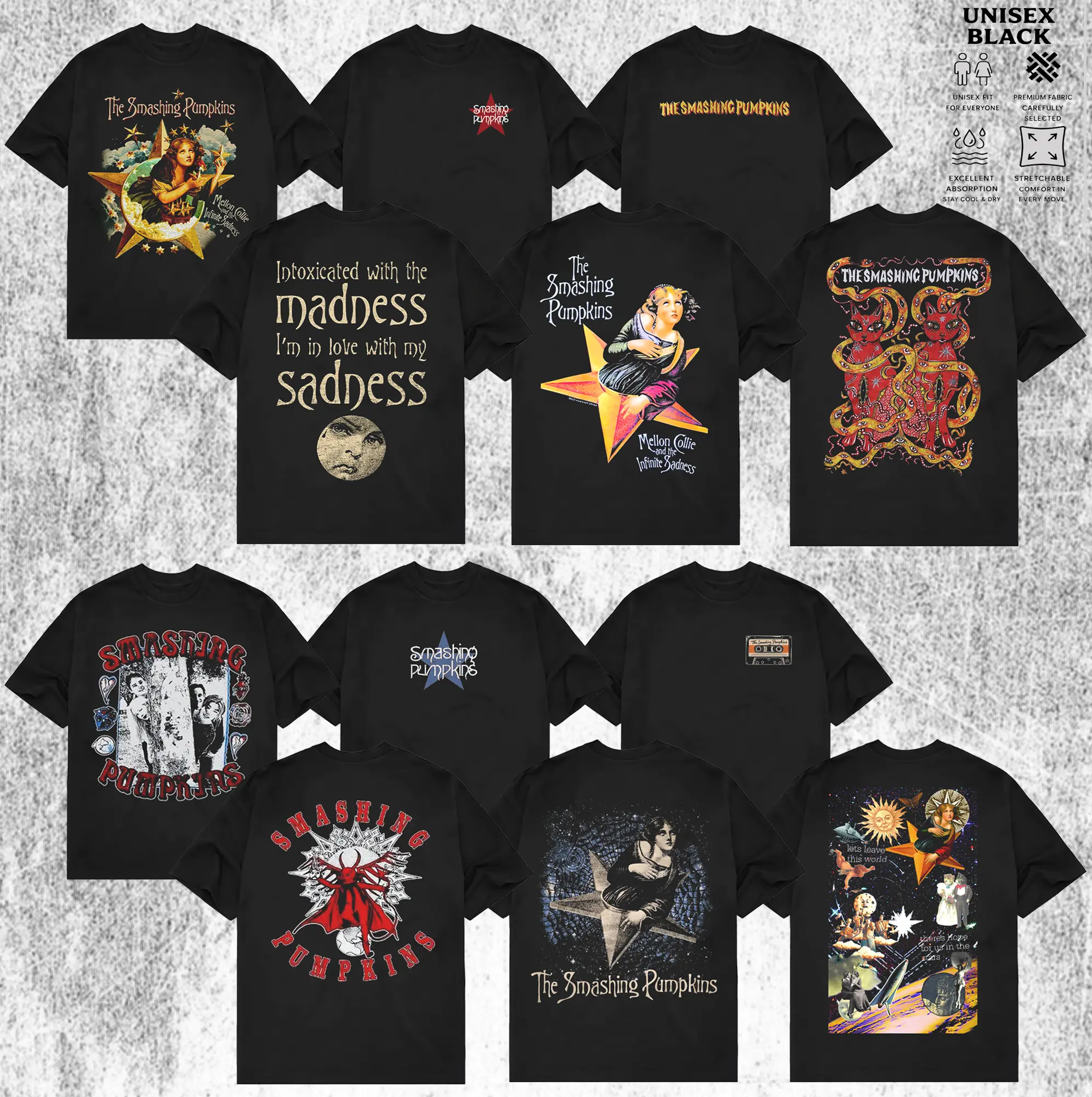 [Collection] Smashing Pumpkins Band T-Shirt, Vintage Alternative Rock Tee, Unisex Band Shirt, Retro Music T-Shirt, Rock Music Lover Tee, Casual Men's & Women's Shirt