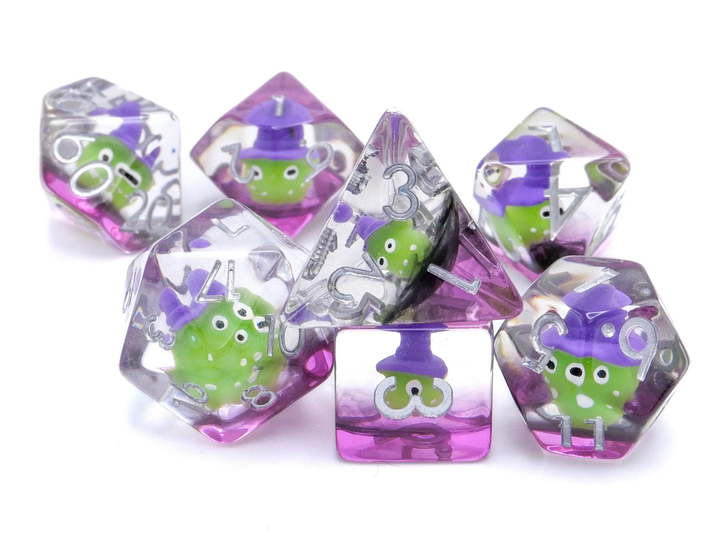 Alien Witch Resin Dice Set - 7-Piece Cosmic Themed Dice for DnD, RPG Games