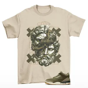 Beta Jordan 3 Family Affair Medium Olive Matching Sneaker Tee Shirt Tan