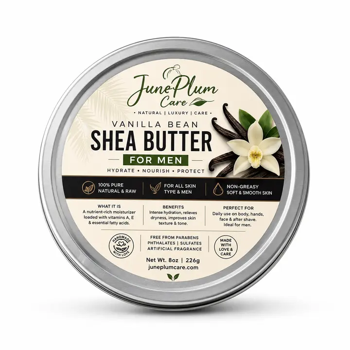 Men's Vanilla Bean Scent Shea Butter Moisturizer - Daily Men's Skincare Blend with Jojoba Oil