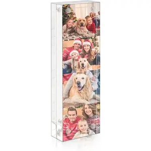 Photo Booth Acrylic 2x6 Picture Frame, Double Sided Mini Block Desktop Display