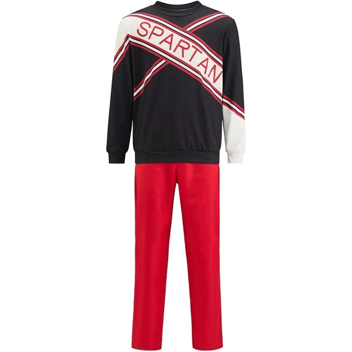 Men‘s Spartan Cheerleader Costume Adult Male Cheerleader Uniform Set with Skirt
