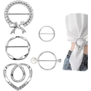 5 PCS Scarf Ring Clip T Shirt Tie Clips for Women for the Side Waist Tightener Clips Clothing Wrap Holder Round Circle Clip Belt Buckle