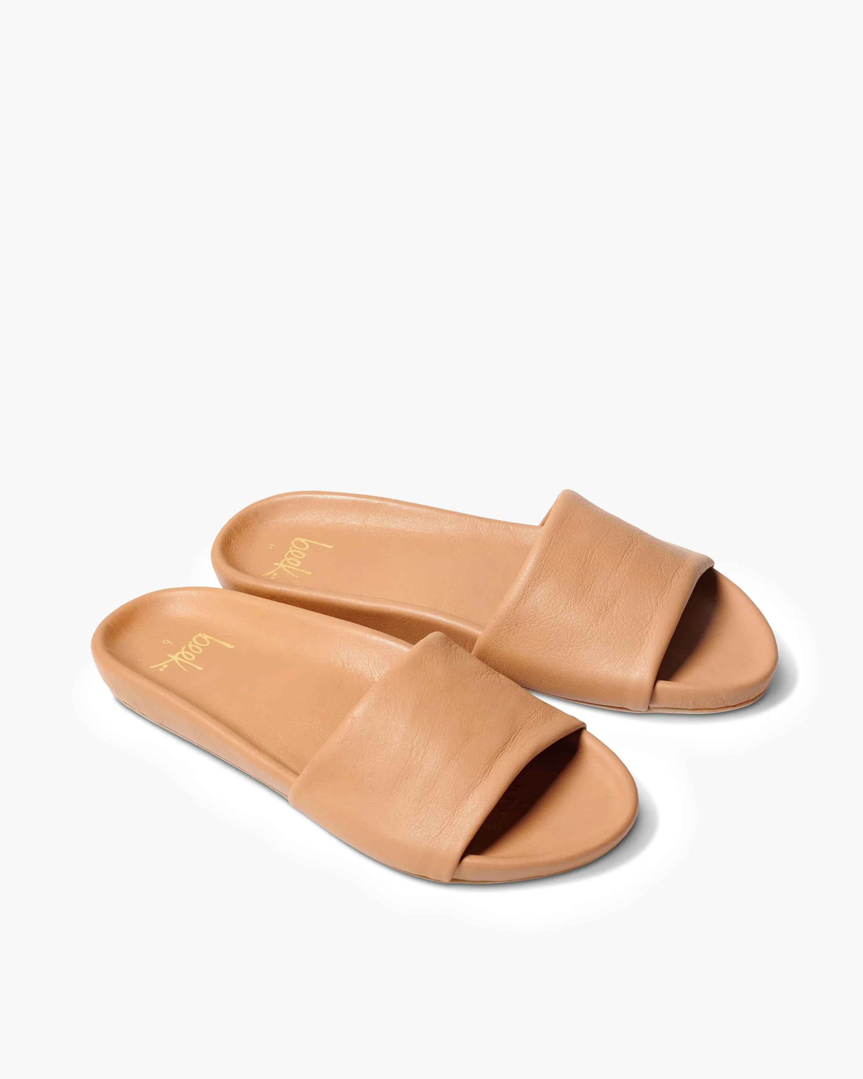 beek GALLITO Honey Leather Slide Sandals for Women - Soft Memory Foam Footbed, Open Toe, Summer Beach Footwear, Classic Style