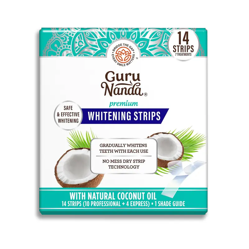 GuruNanda Whitening Strips, 7-day treatment (7 Packets - 2 Strips per pack) - Non-Slip, Dry Strip Technology 7