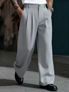 Men's Casual Loose-Fit Pants, Casual Fit Trousers, Wide Leg Design Comfortable for Spring & Fall, Fashion Versatile Style, Perfect for Daily Wear