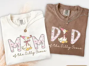 One Silly Goose Birthday T-Shirts, Mama Goose Shirt, Dada Goose Tee, Gift for Mom and Dad, Matching Family Shirt, Custom Family Shirts -Gift for men For women-men's shirts-men's clothing