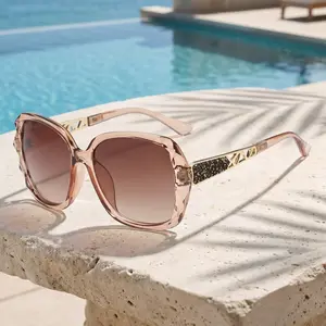 2026 New Bling Rhinestone Polarized Sunglasses for Women, UV Protection Luxury Trendy Shades, Fashion Celebrity Style Driving Sunglasses