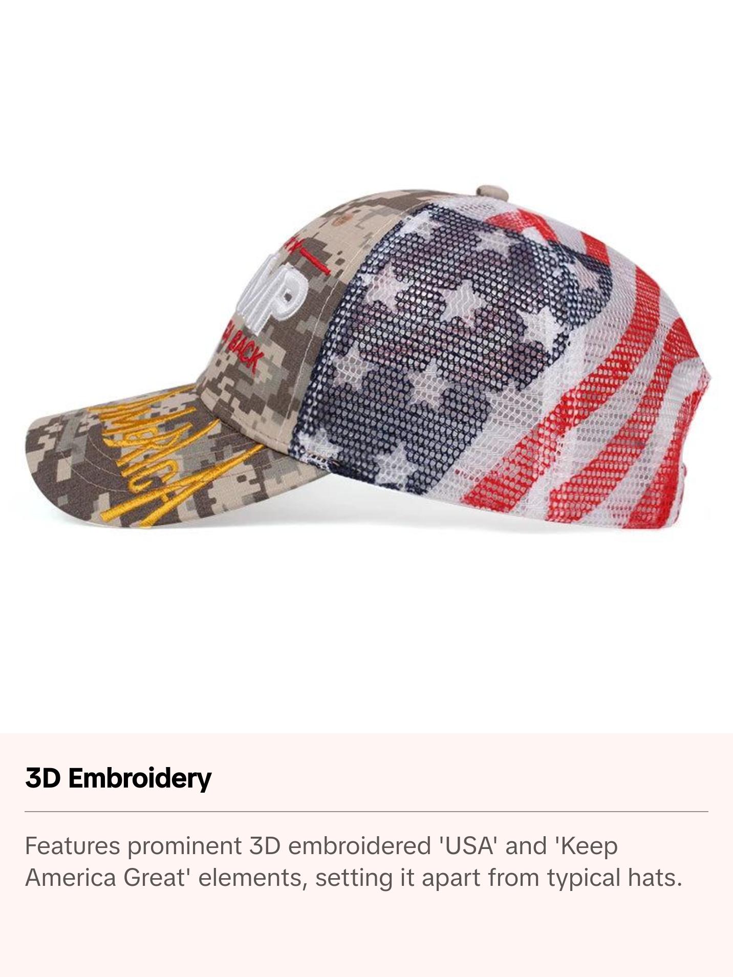 Donald Trump 2024 Cap | USA 3D Embroidered Keep America Great Snapback Presidential Hat